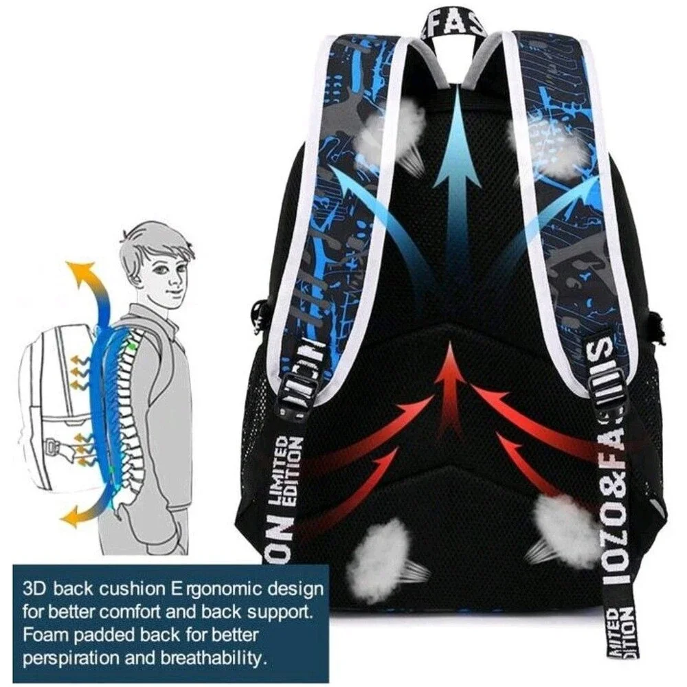 Men's Luminous Spine & Pressure Relief Backpack W/ USB Charging Interface + Hub